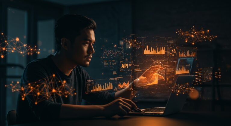 Fundador tecnológico analizando outputs estructurados en Claude Developer Platform para mejorar la fiabilidad y automatización de APIs con inteligencia artificial.