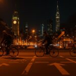 Movilidad urbana sostenible con ciclistas en ciudad innovadora destacada en el ranking Copenhagenize 2025.