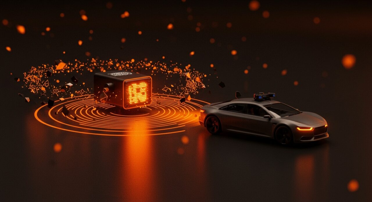 Sensor terahertz avanzado para vehículos autónomos destacando innovación tecnológica y financiamiento startup.