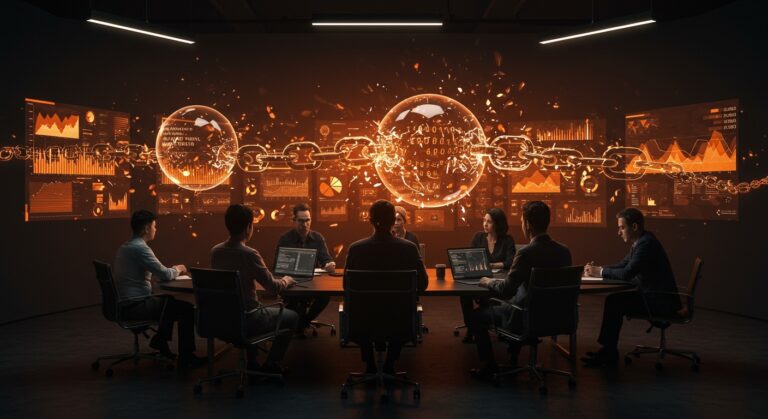 Imagen editorial de startup mostrando la falta de transparencia y riesgos en rondas de financiación con elementos visuales de inversión y fraude.