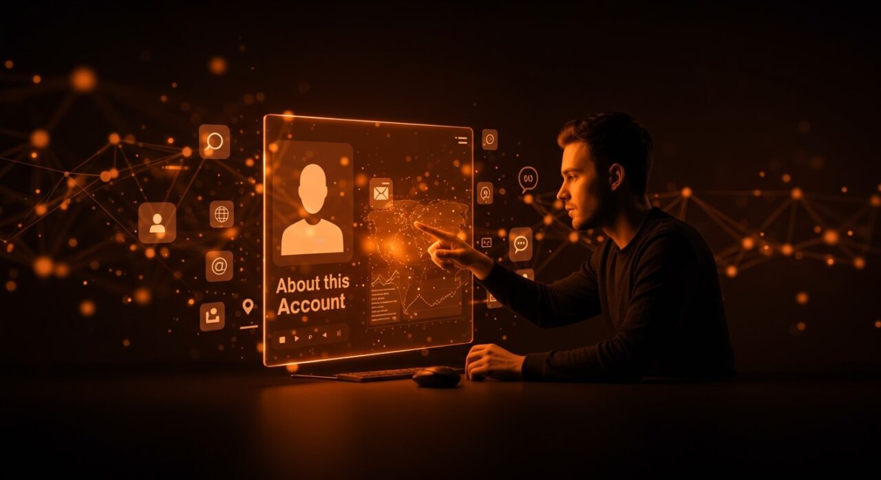 Perfil de usuario en X con función About this account para founders en marketing digital, mostrando transparencia y reputación en redes sociales.