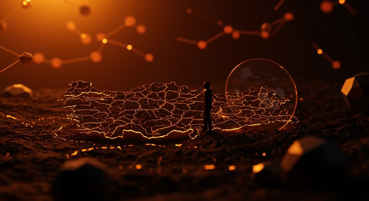 Visual de Turquía protegiendo sus tierras raras con alianzas estratégicas y control sobre minerales estratégicos en la cadena de suministro tecnológica.