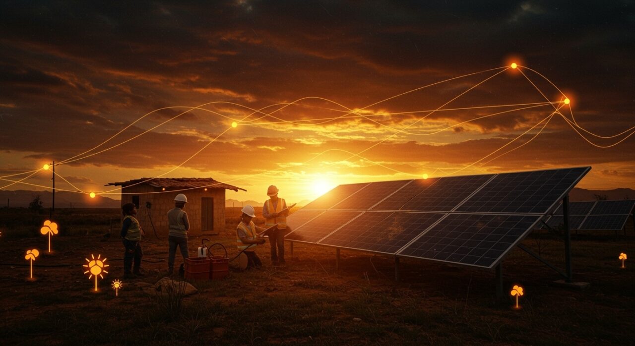 Instalación de mini-grids solares en Latinoamérica impulsada por Unergy, destacando la financiación cleantech y acceso a energía limpia.