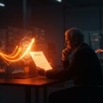 Founder analizando la carta anual 2025 de Warren Buffett con elementos visuales que representan inversión estratégica y mercado financiero en el ecosistema startup.