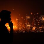 Imagen destacada mostrando a un fundador de startup delante de una red digital simbolizando alertas de uso de VPN y desafíos en privacidad y seguridad digital.