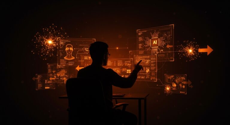 Desarrollador profesional usando agentes de IA para potenciar la productividad y control en el desarrollo de software en 2025.