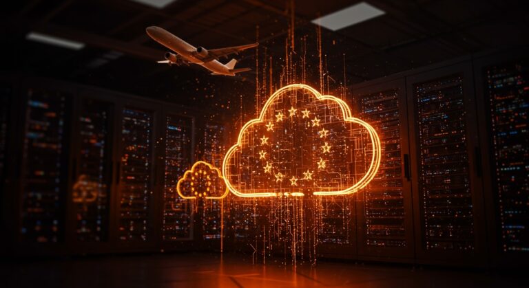 Migración de aplicaciones críticas de Airbus a cloud soberano europeo con infraestructura TI avanzada y soberanía digital.