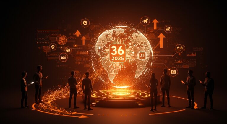 Visualización de nuevos unicornios tech surgiendo en 2025 con simbolismos de financiamiento y tendencias en el ecosistema startup.