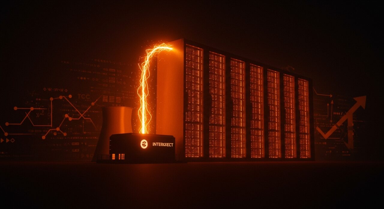 Centro de datos de Alphabet recibiendo energía limpia de Intersect Power, simbolizando innovación y expansión en el mercado energético.