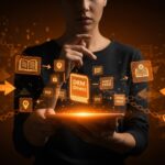 Autor contemplando ebooks DRM libre en Kindle Direct, representando la transformación en la protección y distribución digital de Amazon.