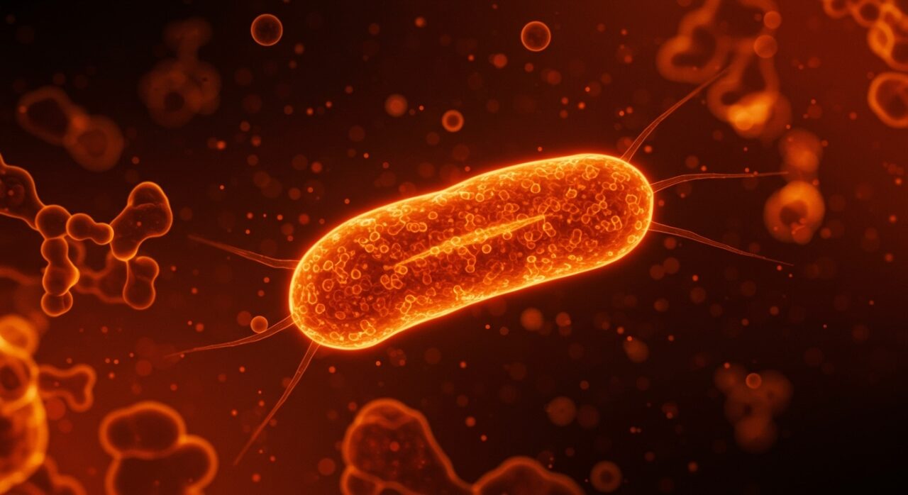 Imagen detallada de la ameba termófila Incendiamoeba cascadensis destacando su adaptación térmica y su impacto en la biotecnología.