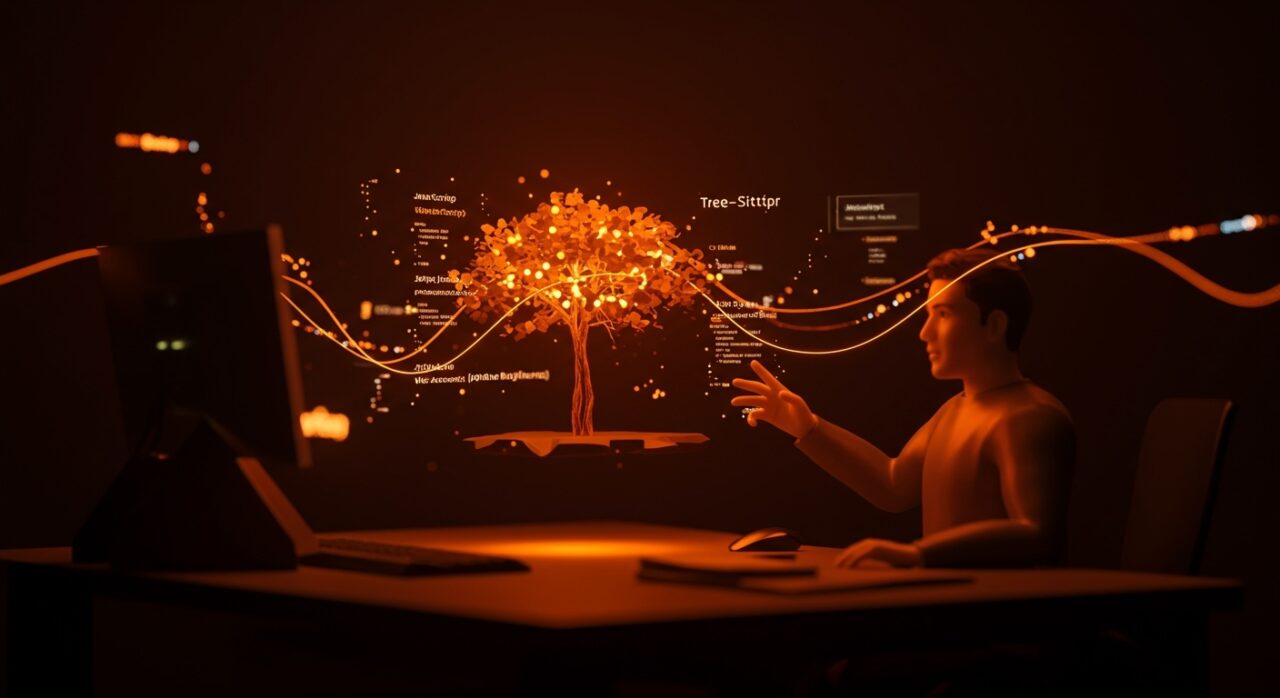 Resaltado de código avanzado con Tree-sitter, Rust y WebAssembly, integrando automatización para desarrolladores en entorno digital.