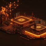 Interfaz futurista de IA abierta Trinity de Arcee AI con metáforas visuales de modelos MoE y escalabilidad en tecnología startup.