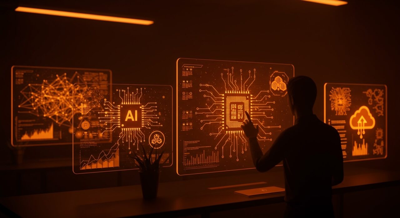 Análisis visual de IA, chips personalizados y tecnología cloud en AWS re:Invent 2025 para founders tech.