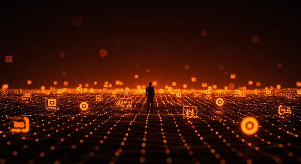 Análisis visual de tecnofeudalismo de Big Tech impactando startups en la economía digital según Yanis Varoufakis.