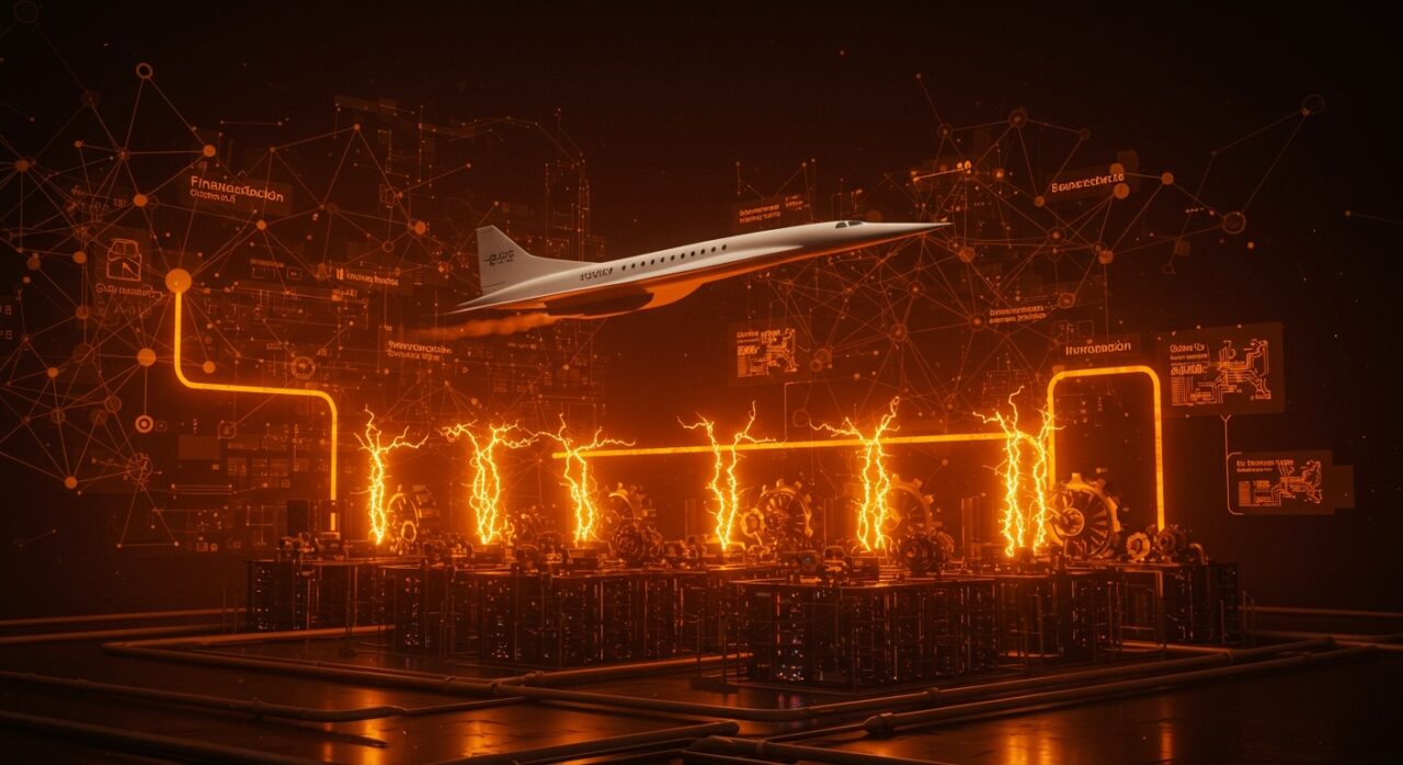 Boom Supersonic suministrando energía a centros de datos con innovación tecnológica y financiación en el sector energético.