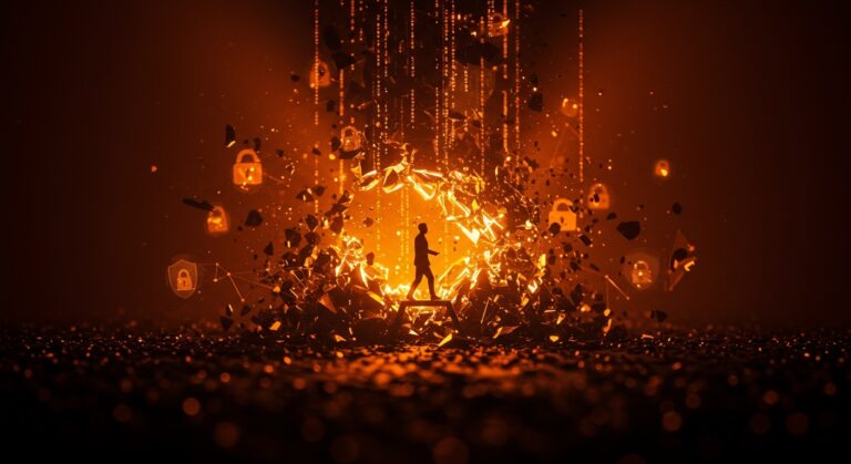 Ilustración de brecha de datos y renuncia de CEO en Coupang, reflejando lecciones de ciberseguridad para startups LATAM en retailtech.