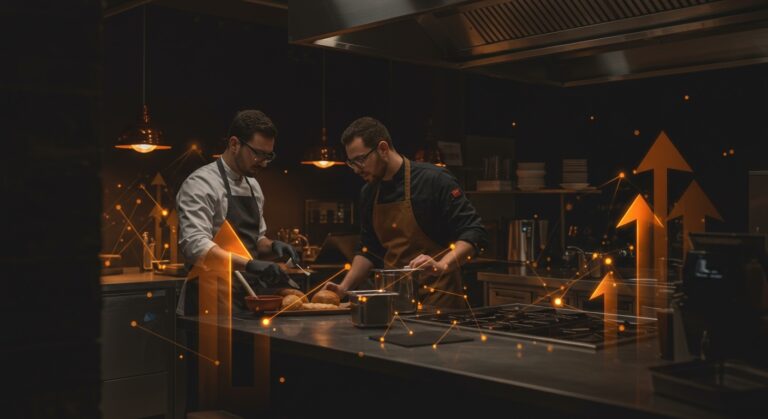 Ingenieros comerciales impulsando emprendimiento gastronómico innovador y resiliente en startup emergente.