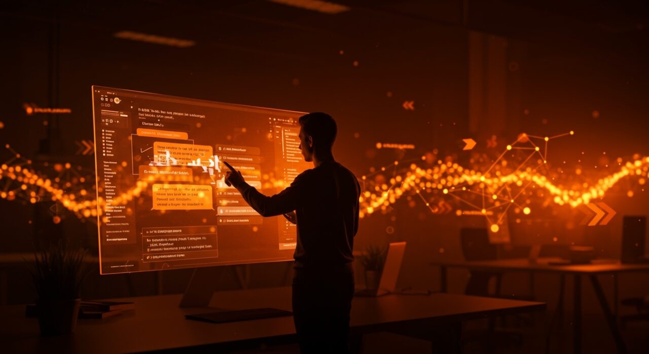 Fundador frente a interfaz digital sin marcas de tiempo en ChatGPT, ilustrando limitaciones en automatización y trazabilidad para startups de IA.