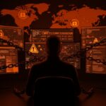 Ilustración de ciberseguridad y censura digital con referencias a Cyble Inc., Cloudflare y vigilancia en la comunidad tecnológica LATAM.