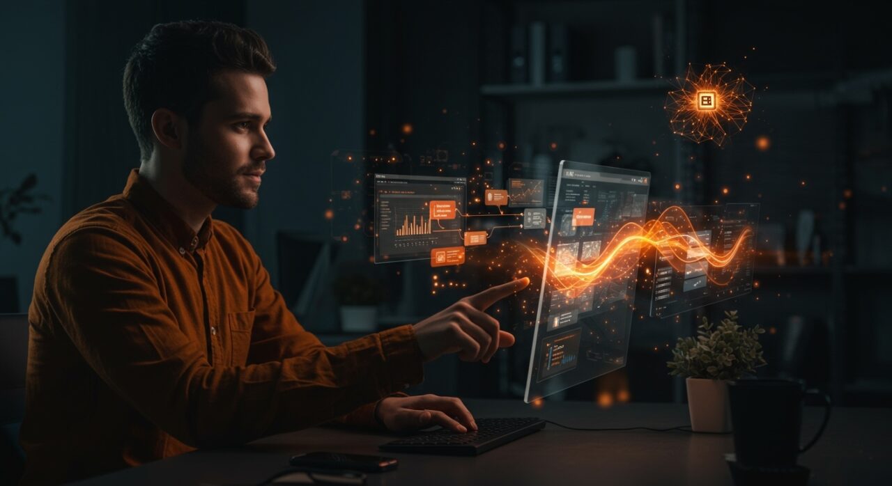 Founder tech usando Claude in Chrome para automatización web con inteligencia artificial y aumento de productividad en startups.