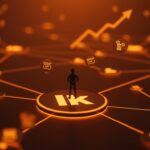 Fundador destacado sobre una plataforma digital de red profesional simbolizando la dominancia de LinkedIn y las oportunidades para innovar en networking.