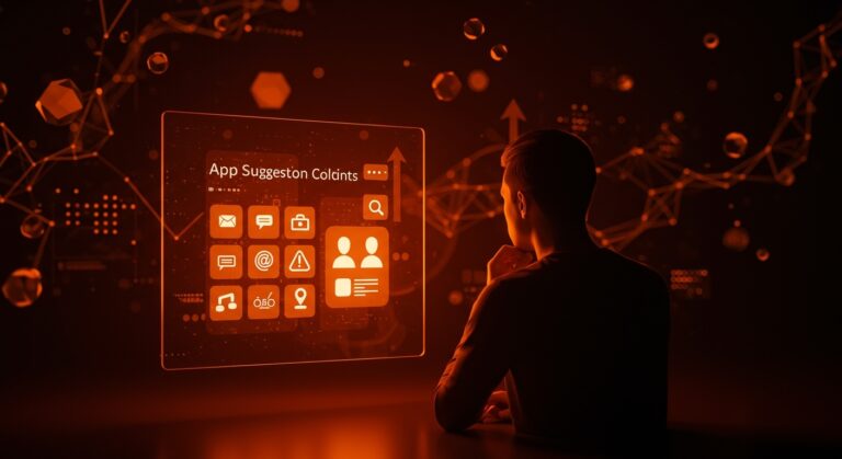 Controversia de OpenAI por sugerencias de apps tipo anuncios, ilustrada con un founder de startup y redes neuronales abstractas en colores naranja y negro.