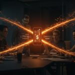 Convocatoria BCR Startup Network para startups tecnológicas, mostrando sesión de mentoría, inversión y networking en ambiente innovador.