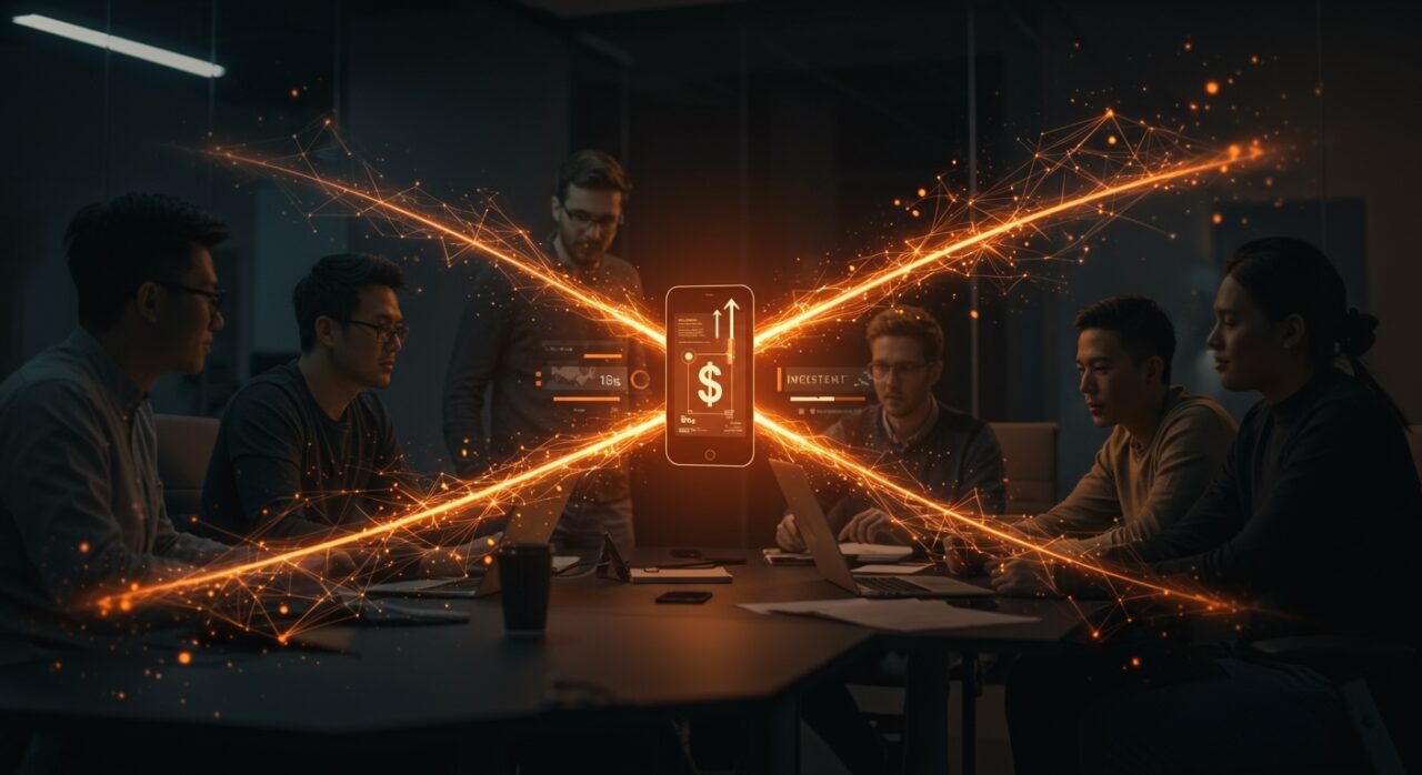 Convocatoria BCR Startup Network para startups tecnológicas, mostrando sesión de mentoría, inversión y networking en ambiente innovador.