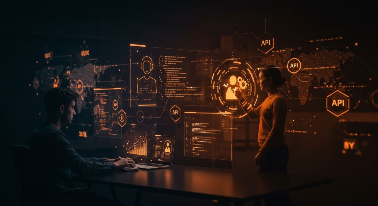 Ingenieros backend y dev-rel remotos colaborando en integración de APIs en startup tecnológica líder de YC con enfoque en open-source.