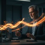 Senior Enterprise Account Executive en entorno de venta SaaS con visualización de flujo de datos y crecimiento empresarial en startup YC.