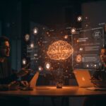 Equipo de startups tecnológicos discutiendo acuerdos pay-to-crawl de IA respaldados por Creative Commons en un entorno futurista.