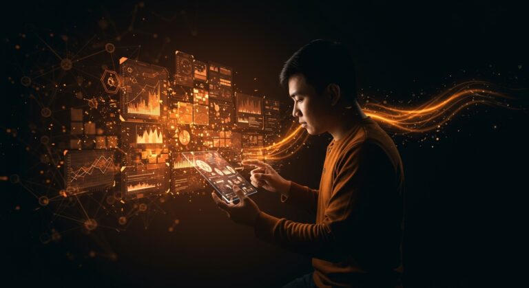 Fundador de startup vietnamita enfrentando retos de datos estandarizados con IA y plataformas digitales para facilitar inversión y mentoría.