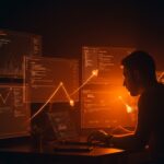 Fundador analizando debugging de aplicaciones TypeScript en un entorno tecnológico innovador para mejorar la calidad del software SaaS.