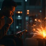 Persona dejando redes sociales para aumentar su lectura, con elementos visuales de BookTok y tendencias digitales en ecosistema startup.