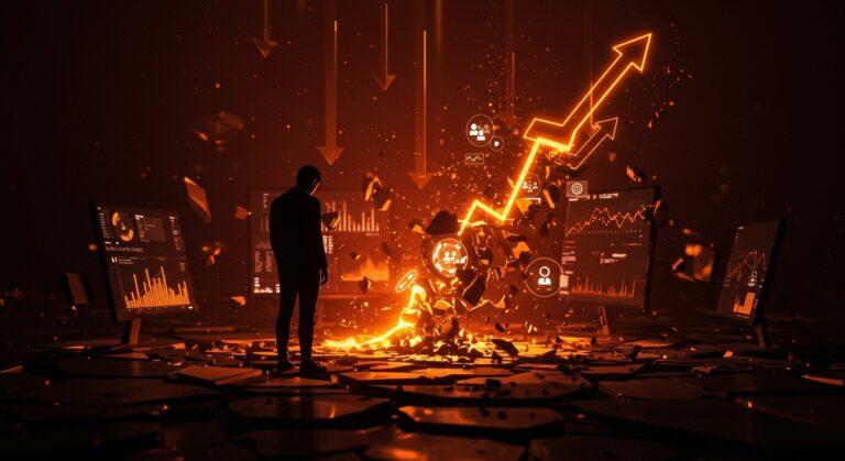 Despidos tech 2025 en LATAM con profesional tecnológico y metáforas visuales de cambios en el mercado laboral tecnológico, startups y oportunidades.