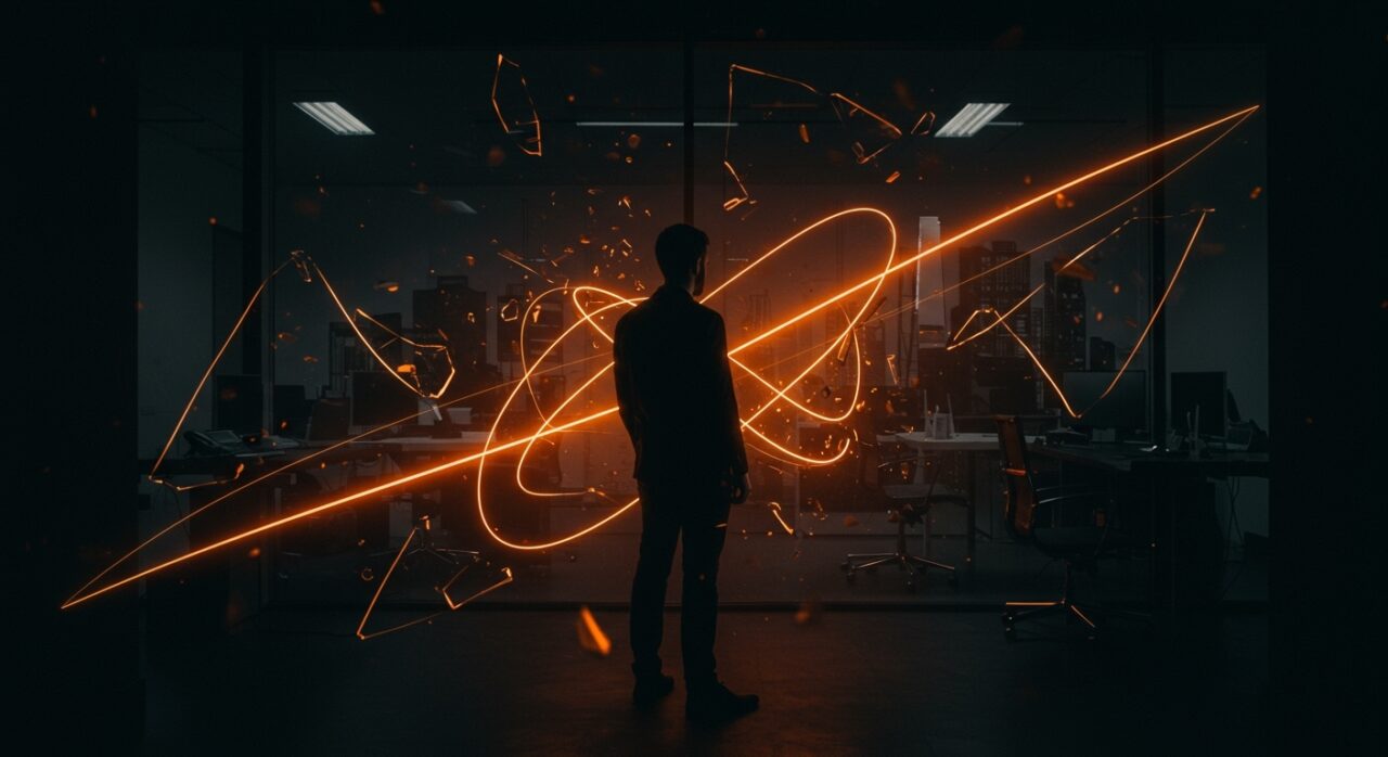 Caso de despido injustificado y ética empresarial en Lucid Motors representado con metáforas visuales de cultura corporativa y discriminación.