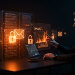 Founder de startup tecnológica manejando reportes automatizados de DMARC para seguridad de emails y prevención de spam.