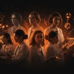 Mujeres en ciencia colaborando en innovación con referencia al Efecto Matilda y diversidad en startups latinoamericanas.