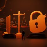 Founder enfrentando un desafío legal por la marca Twitter, representado con un candado digital en tonos naranja y negro, en contexto de startups y redes sociales.