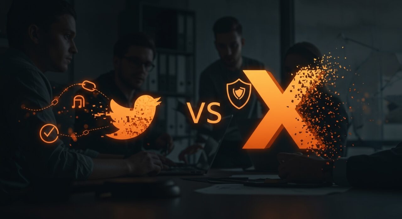 Representación visual del litigio por marcas registradas entre X de Elon Musk y una startup en el contexto de rebranding y derecho marcario.