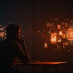 Fundador de software indie contemplando el futuro tecnológico con inteligencia artificial y retos del mercado digital.