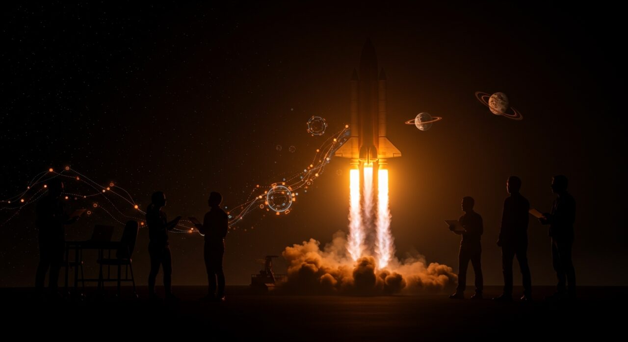 Inversión en startup de hardware espacial EtherealX con cohetes reutilizables, simbolizando financiamiento deep-tech y tecnología espacial en LATAM.