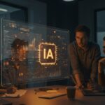 Equipo de startup trabajando en Microsoft Excel con integración de inteligencia artificial, destacando productividad y herramientas tecnológicas para empresas.