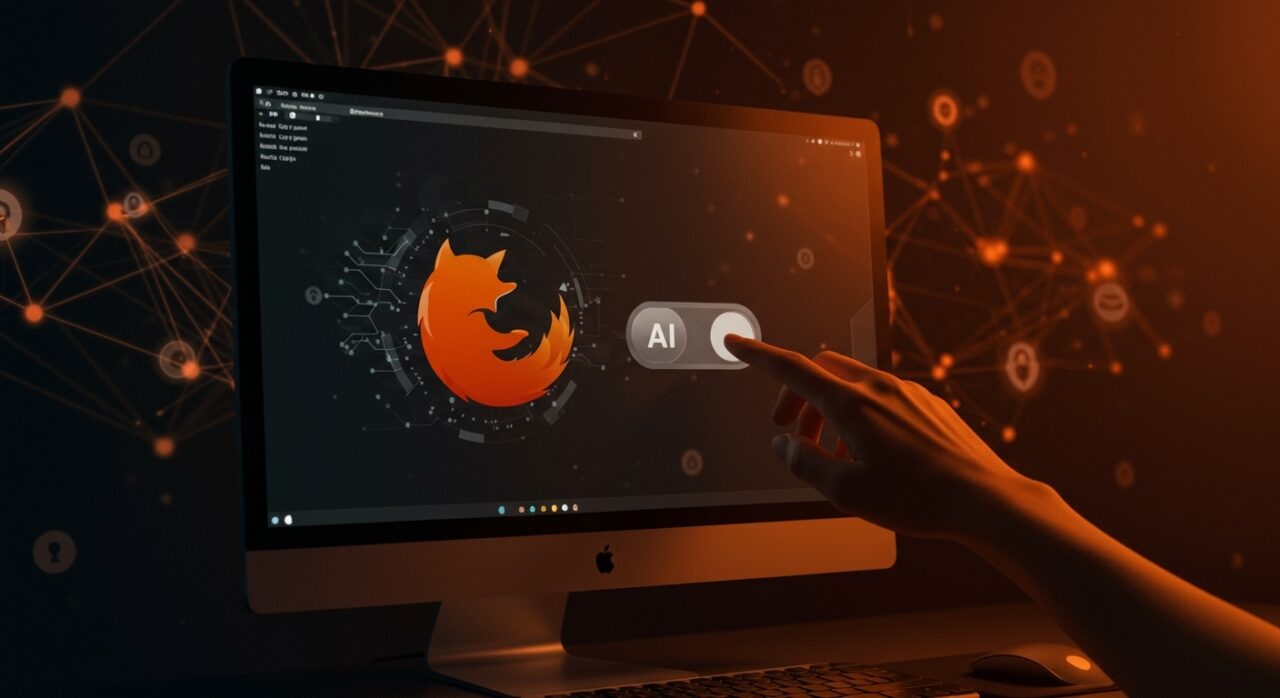 Interfaz de Firefox mostrando un interruptor para desactivar funciones de inteligencia artificial, destacando privacidad y control del usuario en el navegador.