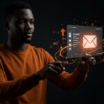 Founder tecnológico edición dirección Gmail, mostrando gestión de cuentas y branding digital para startups.