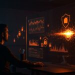 Founder observando un informe digital de web oscura eliminado por Google, destacando la seguridad online y la protección de datos para startups tech.