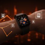 Google Pixel Watch 4 destacado en un entorno tecnológico futurista simbolizando innovación y tendencias en smartwatches y tecnología wearable para startups.