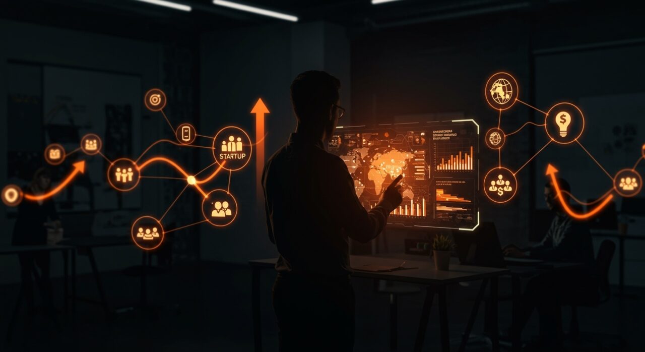 Inversión en startups tecnológicas con Rodrigo Ramos D’Agostino visualizando datos y estrategias de financiación global.