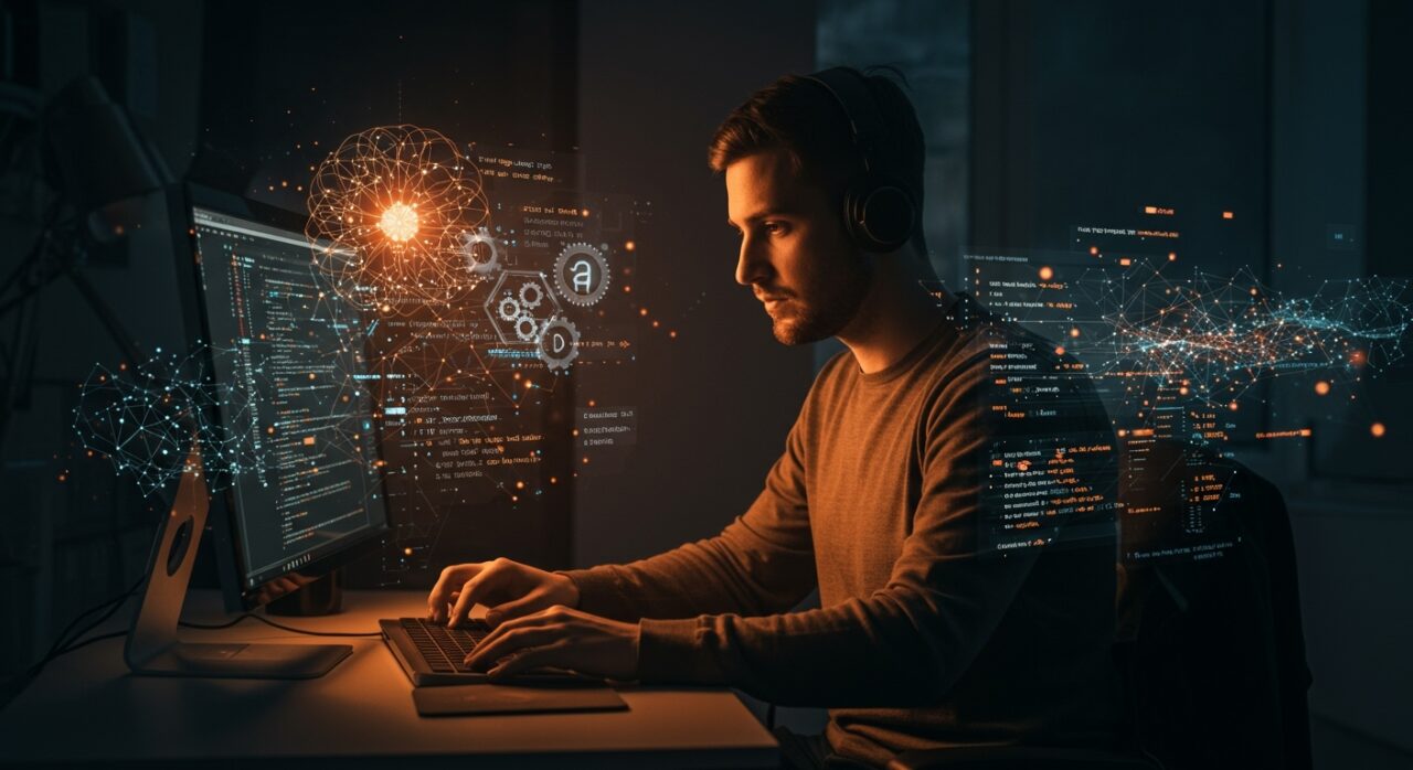 Desarrollador de software utilizando IA aplicada para automatizar programación artesanal y optimizar productividad en startups tecnológicas.